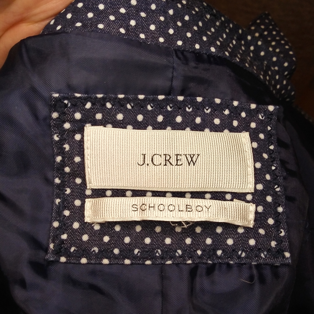 J. Crew Indigo Denim & White Polka Dot Schoolboy Blazer, Style# 40203 - Picture 12 of 16